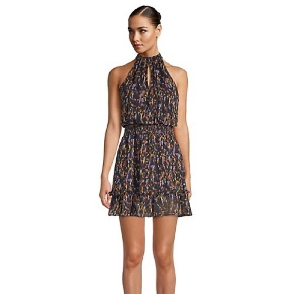 Aidan Mattox Halter Smocked Printed Dress - Picture 1 of 10